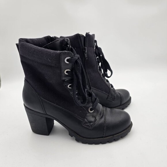 XOXO Womens Black Lace-Up Ankle Boots Size 6 PU/Textile - Picture 4 of 10